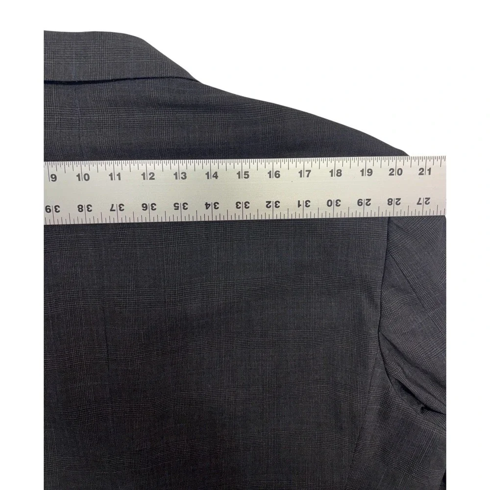 vtg 90s Oxxford Clothes 48R 40x31 Charcoal Plaid 2pc Pant Suit Bespoke USA Wool